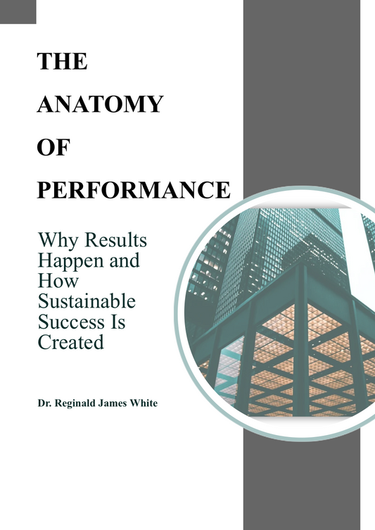 Book cover of 'The Anatomy of Performance' with a magnifying glass over a building.